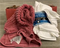 (4) Pink Towels and Rag Pack