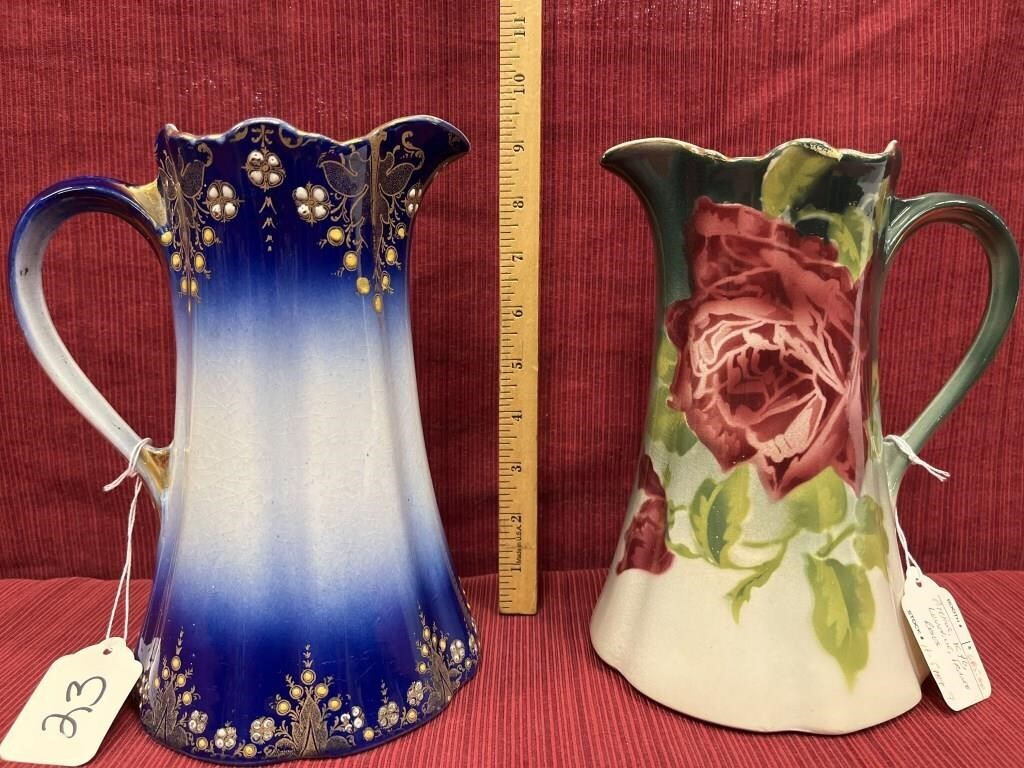 2 porcelain pitchers, K et G Luneville France