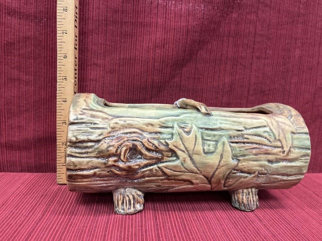 Weller Pottery woodcraft log form planter,