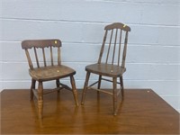 (2) Vtg. Childs Wooden Chairs