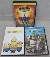 C12) 3 DVDs Movies Kids Family Minions Shrek 2