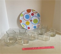 Glass Bowls, Glasses & Plate