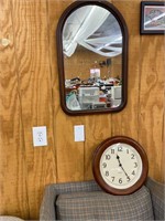 Wooden wall clock and mirror