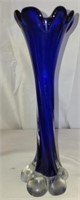 Vintage cobalt blue art glass bud vase