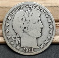 1911-D Barber Half Dollar, VG