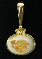 18K Yellow gold Sajen bezel set gemstone pendant,