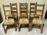 French Farmhouse Oak Ladder Back Chairs.