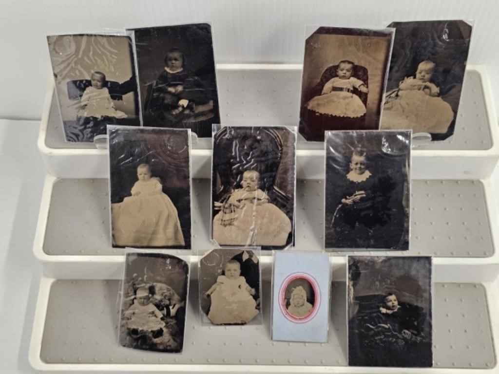 11 BABY TIN TYPES - 2" X 2.5" TO 4" X 2.5"