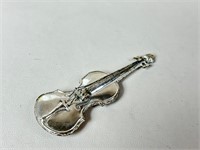 Vtg Beau Sterling Silver Violin Pin