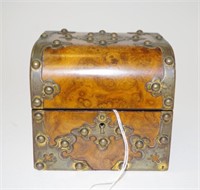 Antique burr walnut box with brass work
