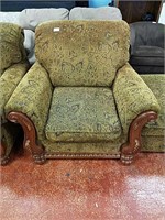 Oversized beautiful chair wood front upholstered