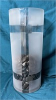 Tall Clear & Frosted VASE / Small River Rocks