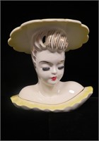 Unmarked Yellow Glamour Head Vase Yellow Outfit