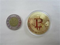 Pièce de bitcoin avec étui plaquée or N a pas