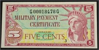 SERIES 591 US 5 CENTS MILITARY CURRENCY  CHOICE BU
