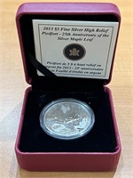 2013 Cdn $5 Anniv of Maple Leaf .9999 Silver