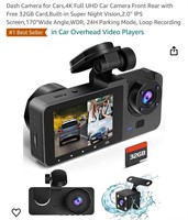 Dash Camera for Cars, 4K Full UHD
