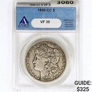 1890-CC Morgan Silver Dollar ANACS VF30