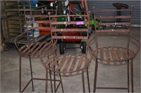 Three Metal Counter Height Patio Chairs