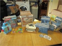 old toy typewriter,stove & robot