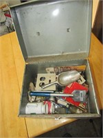 metal box & misc items