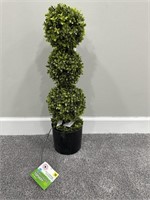 26in Pre-Lit Boxwood Triple Topiary Lighted Plant