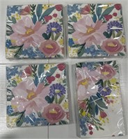 4pkgs Multicolor Floral Pattern Napkins