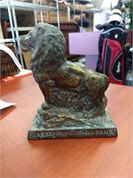 Vintage 1950s Banthrico brass Lion bank