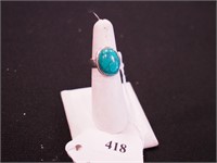 925 silver ring with a blue stone, size 6