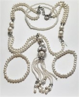 FAUX PEARL NECKLACE WITH BRACELETS