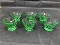 Bohemian Set of 6 Green Glass Dome Footed Cordials