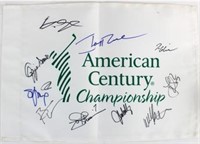 American Century(11) Rice, Smoltz, Signed Flag BAS