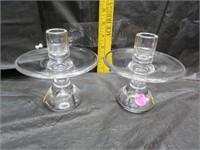Beautiful (Signed Steuben) Candle Holders 5&1/4"
