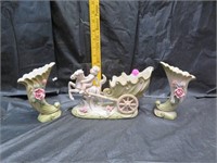 Vintage Lefton Horse Pulling Cart with Cupid &