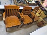 NO SHIPPING - 3 Solid Oak Office Chairs