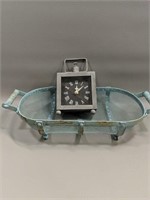 Blue Wire Basket and Clock