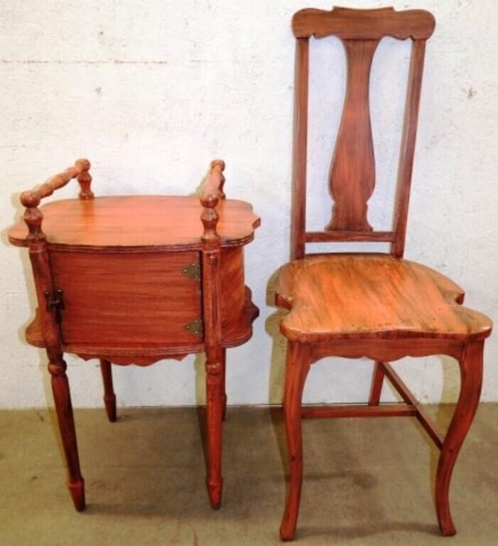 Vintage Cushman Smoking Stand & Chair