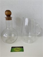 Pyrex Glass Pitcher and Glass Bottle with Lid