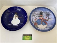 Pair of Snowman Plates