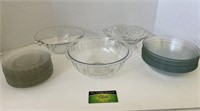 Pyrex Glass Bowl and Other Glass Bowls and Plates