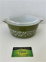 Vintage Pyrex Spring Blossom Dark Green Bowl