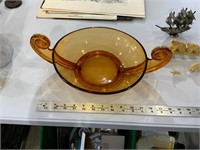 Fostoria Amber Art Deco Glass Bowl VTG