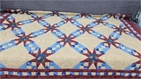 Full sz Star design hand quilted Quilt by