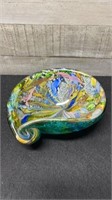 Murano Art Glass Shell Design Bowl 7" X 5.5"