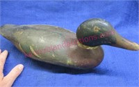 old hand painted duck decoy (wooden) 16in long