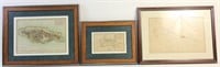 SET OF 3 18th CENTURY FRAMED HAND COLORED MAPS