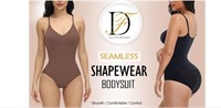 Brown-Medium-Dazzlefairy Shapewear Bodysuit for Wo