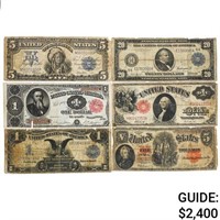 LOT OF (6) MIXED LARGE SIZE NOTES 1891-1917