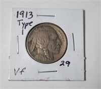 1913 TI Buffalo 5 Cent Coin  VF