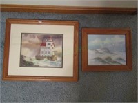 2 lighthouse framed wall art